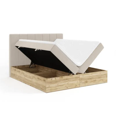 Fedve Boxspringbett JESSEN in Hellbraun, Liegefläche 140x200 cm – Bonellfederkern